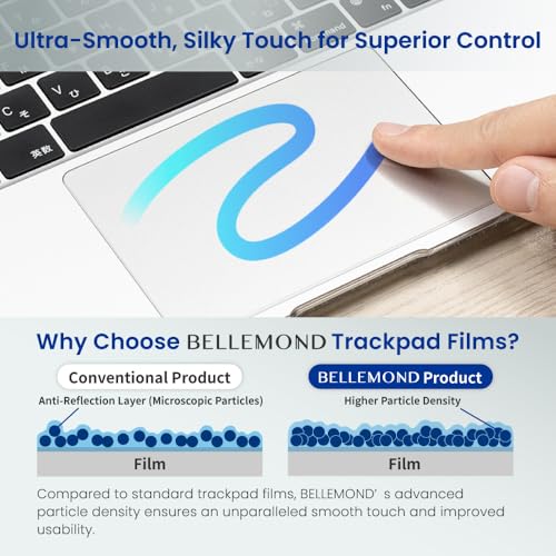 BELLEMOND | 2-Pack | Made in Japan Trackpad Protector for MacBook Air 13” M4 / M3 / M2 (2025/24/22) | Ultra-Smooth Matte PET Film | Scratch-Resistant | Precise Touch & Glide - size: MacBook Air 13.6"