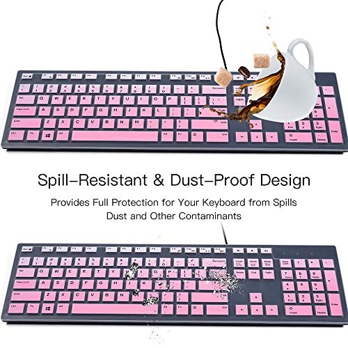 Keyboard Cover for Dell KB216 Wired Keyboard & Dell KM636 Wireless/Dell Optiplex 5250 3050 3240 5460 7450 7050/Dell Inspiron AIO 3475/3670/3477 All-in one Desktop Keyboard Protective Skin, Ombre Pink - color: Ombre Pink