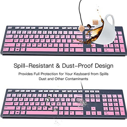 Keyboard Cover for Dell KB216 Wired Keyboard & Dell KM636 Wireless/Dell Optiplex 5250 3050 3240 5460 7450 7050/Dell Inspiron AIO 3475/3670/3477 All-in one Desktop Keyboard Protective Skin, Ombre Pink - color: Ombre Pink