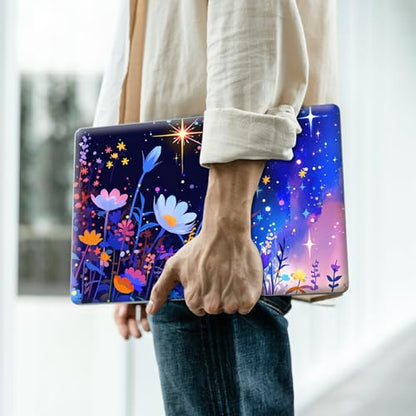 Reusable Universal Laptop Skin Sticker, Cut to Fit for 11.6–15.6 Inch Laptops, Waterproof Protective Film, No-Residue - Starlit Flowers - color: Starlit Flowers