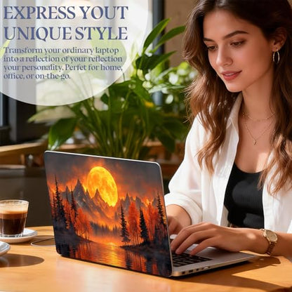 Universal Laptop Skin Sticker Decal,15.6 Inch Laptop Vinyl Cover for 13" 14" 15.6" Laptop,Scratch-Resistant Waterproof Protector Wrap,Reusable with Wrist Pads,Moonlit Mountain Lake - color: Moonlit Mountain Lake