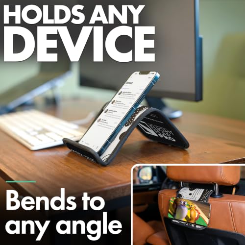 Airplane Phone Holder - Foldable Phone Stand for Plane Travel | Aluminum Build, 9 x 5 in. Boho Black, Tabletop Mount Desk, Plane Tray Seat back, Treadmill, Fits iPhone Cell Phone - color: Boho Black, size: Large
