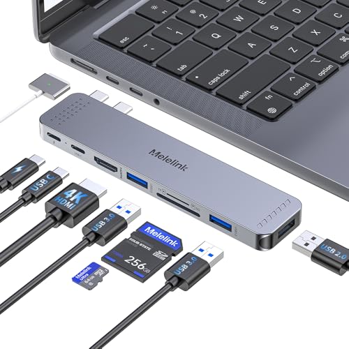 USB C Hub Adapter for MacBook Pro/Air M5 M4 M3 M2 M1 2026-2018 13" 15" 16", Mac Multiport Adapter, 8 in 2 MacBook Accessories Dongle with HDMI 4K@60hz, Thunderbolt, USB C&A Data Ports, SD Card Reader - color: Gray 8 Port USB C Docking Station