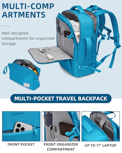 LARVENDER Carry on Luggage 22x14x9 Airline Approved, Expandable 20 Inch Hardside Large Suitcase with Wheels TSA Lock, Lightweigh PC+ABS Travel Carry-on Suitcases for Women and Men, Ocean Breeze - color: Ocean Breeze (XL-BP), size: 3 Piece Set (Backpack/20