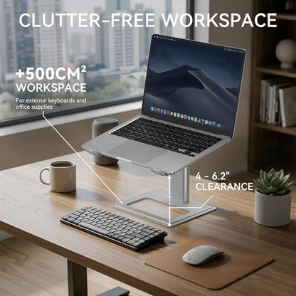 SOUNDANCE Adjustable Laptop Stand for Desk, Computer Stand, Ergonomic Laptop Riser Holder Compatible with 10 to 17.3 Inches Notebook PC Computer, Aluminum Silver - color: Silver