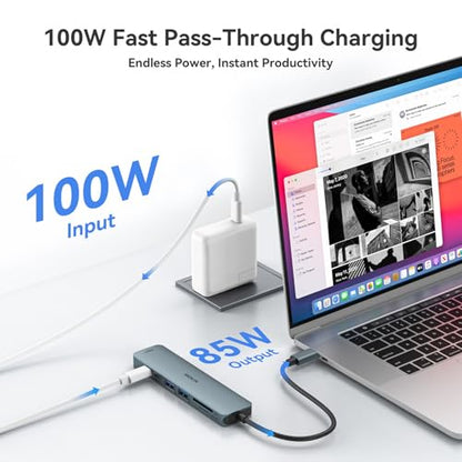 USB C Hub HDMI Adapter for MacBook Pro/Air, MOKiN 7 in 1 USB C Dongle with HDMI, SD/TF Card Reader, USB C Data Port,100W PD, and 2 USB 3.0 Compatible for MacBook Pro/Air, Dell XPS, Lenovo Thinkpad.