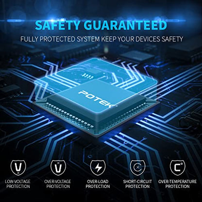 POTEK 2000W Power Inverter 3 AC Outlets 12V DC to 110V AC Car Inverter with 2A USB Port Black - size: 2000W-MSW