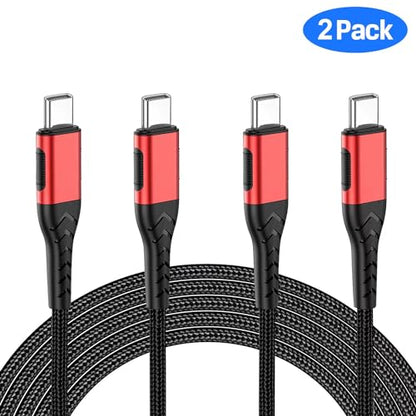 2Pack 10ft USB C to USB C Cable, 100W Fast Charging, Compatible with iPhone 15 Pro/Plus/Max, Android/Phone/Pad, Red - color: Red, size: 10ft
