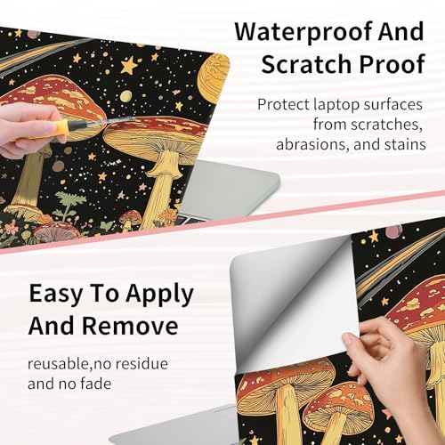 15.6 Inch Laptop Skin Sticker, Reusable Vinyl Cover Protector with 2 Wrist Pad Skins, Removable Waterproof Scratch-Resistant for 12-15.6 Inch Laptop Notebook,Mushrooms Psychedelic - color: Mushrooms Psychedelic