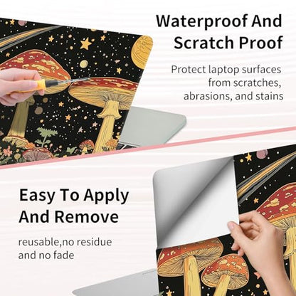 15.6 Inch Laptop Skin Sticker, Reusable Vinyl Cover Protector with 2 Wrist Pad Skins, Removable Waterproof Scratch-Resistant for 12-15.6 Inch Laptop Notebook,Mushrooms Psychedelic - color: Mushrooms Psychedelic
