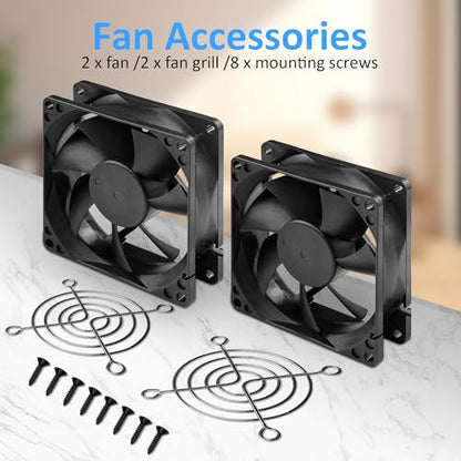 80x25mm12V DC High-Performance 2-Pin XH2.54 Electronics Cooling Fan 2-Pack | 3.15inch 2-Pin XH2.54 Long Life Sleeve Bearing Fan for Desktop PC PSU Incubator Electronics Equipment - size: 80x25mm