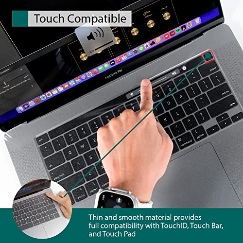 Kiss Cover Keyboard/Control Cover for Apple MacBook Pro 13" (2016 2017 2018 2019 2020 2021 2022 2023) [2 Pack] - Complete Coverage Protects Touch Controls and Touch ID Waterproof Easy Clean