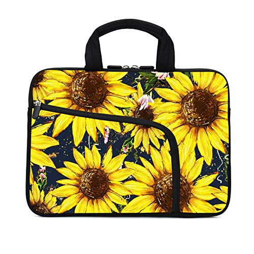 Laptop Sleeves 14 15 15.4 15.6 Chromebook Case Notebook Sleeve PC Messenger Bag Tablet Case Neoprene Handle Sleeve for Men Women, Two Pockets (Sunflowers) - color: Sunflowers