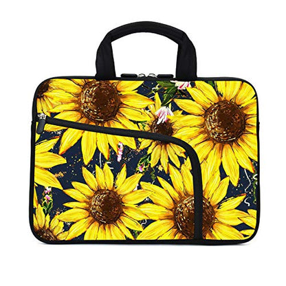 Laptop Sleeves 14 15 15.4 15.6 Chromebook Case Notebook Sleeve PC Messenger Bag Tablet Case Neoprene Handle Sleeve for Men Women, Two Pockets (Sunflowers) - color: Sunflowers