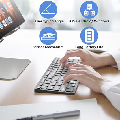 MMK Wireless iPad Keyboard-Black | Tablet Keyboard for iPad 11th/10th/9th/8th & Pro 13/12.9/11", Air 13/11" and Other Bluetooth-enabled Devices. - color: Black
