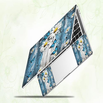 Laptop Skin Sticker Decal, Universal Reusable Vinyl Laptop Cover for 12" 13" 13.3" 14" 15" 15.4" 15.6" Notebook PC, Reusable Waterproof Scratch-Resistant with 2 Wrist Pads,Chrysanthemum Butterfly - color: Chrysanthemum Butterfly