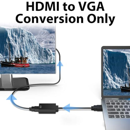 Cyberguys! VGA to HDMI Adapter Cable, 1080P VGA to HDMI Converter for Monitor, PC, Laptop, TV Box, Xbox, Plug & Play Gold-Plated VGA to HDMI Cable Adapter