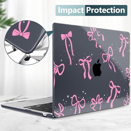 DONGKE for MacBook Air 13 Inch Case M5 2026 M4 2025 M3 M2 2024-2022 A3449 A3240 A3113 A2681, Plastic Hard Shell & Keyboard Cover & Screen Film for MacBook Air 13.6 Inch Case - Bows & Stars - color: Bows & Stars