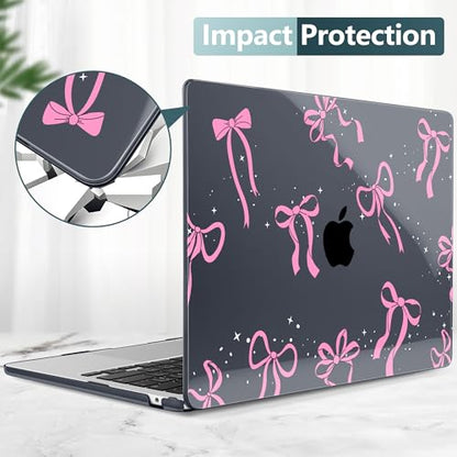 DONGKE for MacBook Air 13 Inch Case M5 2026 M4 2025 M3 M2 2024-2022 A3449 A3240 A3113 A2681, Plastic Hard Shell & Keyboard Cover & Screen Film for MacBook Air 13.6 Inch Case - Bows & Stars - color: Bows & Stars