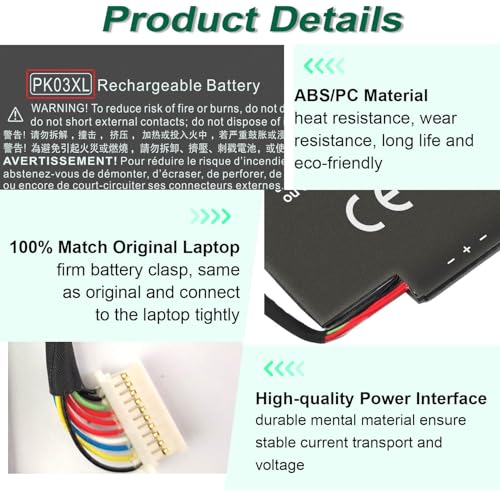 56Wh 789116-005 PK03XL Battery for HP Spectre X360 13-4003dx 13-4005dx | 13-4001dx 13-4002dx 13-4101dx 13-4116dx 13-4193dx 13-4103dx 13-4125nr PKO3XL PK03056XL-PL 788237-2C3 11.4V - size: 11.88*5.3*0.13inch PK03XL