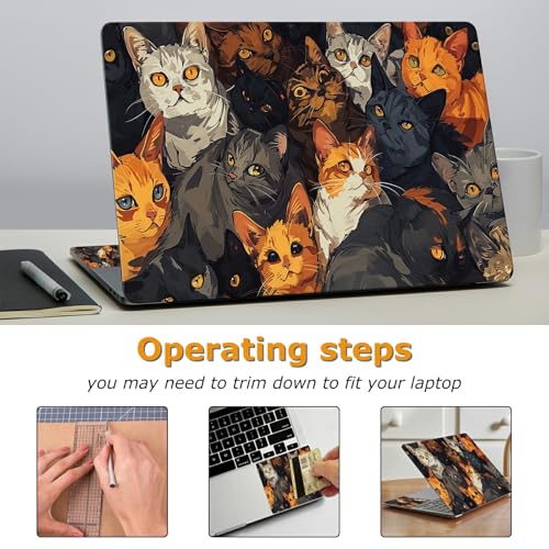 Universal Laptop Skin Sticker with 2 Wrist Pad Decals, 3-Piece Removable Vinyl Laptop Cover, Art Cats Waterproof Anti-Scratch, Easy-Trim Fit for 13.3" 14" 15.6" Laptops - color: Art Cats
