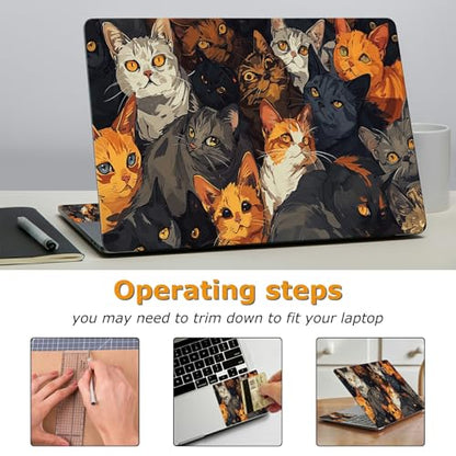 Universal Laptop Skin Sticker with 2 Wrist Pad Decals, 3-Piece Removable Vinyl Laptop Cover, Art Cats Waterproof Anti-Scratch, Easy-Trim Fit for 13.3" 14" 15.6" Laptops - color: Art Cats