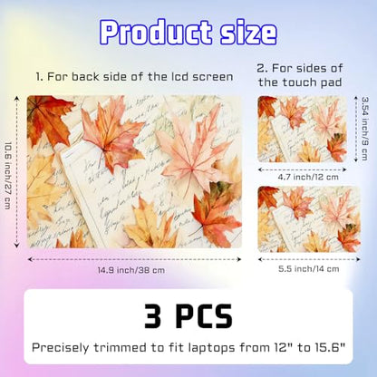 Universal Laptop Skin Sticker Decal, Compatible with MacBook HP Dell Lenovo 12"-15.6", Reusable Vinyl Notebook Cover 3PCS Set, High-Recognition Film-Autumn Maple Leaf - color: Autumn Maple Leaf