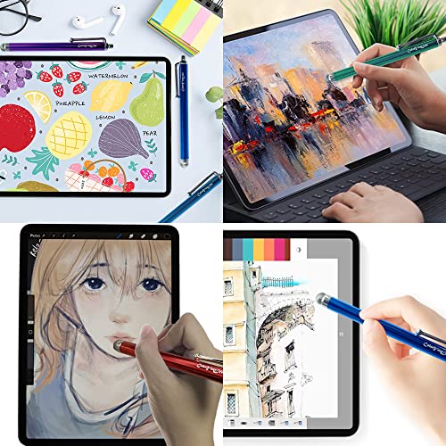 7 Pack Micro-Knit Hybrid Fiber Tip Universal Capacitive Stylus Pens for iPad,iPhone, Android Smart Phone, Tablet Laptop and Cleaning Cloth