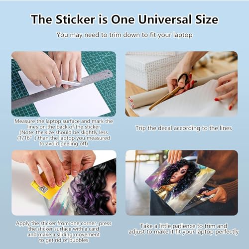 Universal Laptop Skin Sticker with 2 Wrist Pad Skins, Waterproof Scratch Resistant Vinyl Laptop Cover Decal, Cut to Fit for 11–15.6 Inch MacBook HP Dell Lenovo, Beauty Woman - color: Beauty Woman