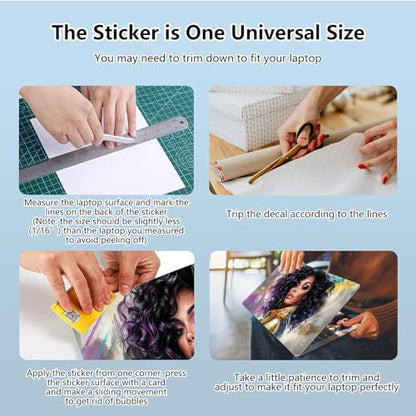 Universal Laptop Skin Sticker with 2 Wrist Pad Skins, Waterproof Scratch Resistant Vinyl Laptop Cover Decal, Cut to Fit for 11–15.6 Inch MacBook HP Dell Lenovo, Beauty Woman - color: Beauty Woman