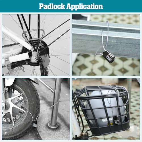 Wire Rope Cable Lock with Resettable Code, Zinc Alloy - Helmet, Luggage & Snowboard Lock - size: 27 inch