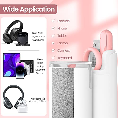 MacBook iPad iPhone Pro Screen Cleaner and Keyboard Tool - AirPod Cleaner - Computer Cleaning Kit (Pink) - color: Pink