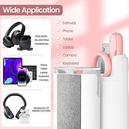 MacBook iPad iPhone Pro Screen Cleaner and Keyboard Tool - AirPod Cleaner - Computer Cleaning Kit (Pink) - color: Pink