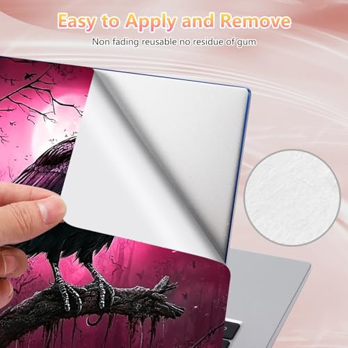 Laptop Skin Sticker Decal 12" 13" 13.3" 14" 15" 15.6",Waterproof Scratch Resistant Vinyl,Reusable Easy to Apply,for MacBook HP Dell Notebooks Netbooks Laptop,2 Wrist Pads,Cute Crow Pink - color: Cute Crow Pink