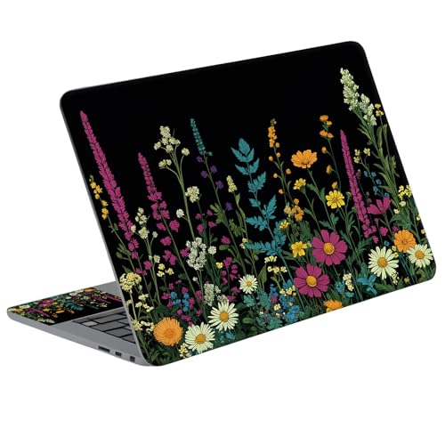Universal Laptop Skin Sticker Decal with 2 Wrist Pad Skins, Waterproof Scratch Vinyl Cover for 11–15.6 Inch MacBook, HP, Dell, Lenovo, Cutable & Reusable,Dark Floral Garden Art - color: Dark Floral Garden Art