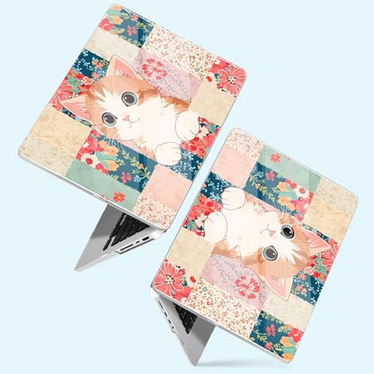 for New MacBook Pro 14 inch Case 2025 M5 2024 M4 2023 Release– Fashionable Lightweight Floral Design Transparent HD Clear Laptop Shell, with TPU Keyboard Cover & OTG Adapters, Cat - color: Cat