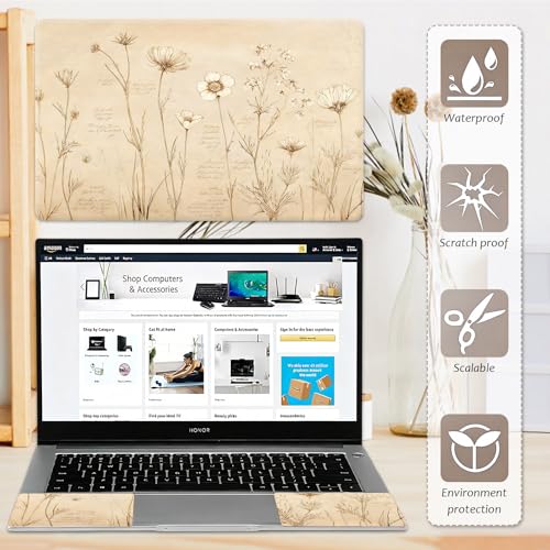 Laptop Skin 12.1-15.6 inch Removable Universal Reusable Laptop Sticker Decal,Waterproof No Residue Vinyl Cover,Scratch-Resistant Cuttable Full Wrap Sticker for Notebook, Flower Specimen Print - color: Flower Specimen Print