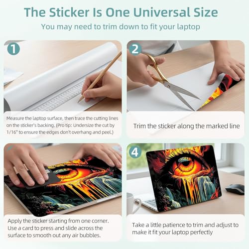 Universal Laptop Skin Decal, 3-Piece Vinyl Protector for 12 13 14 15.6" Notebook, Waterproof Anti-Scratch, Easy Trim & Bubble-Free Finish, Eye with a Waterfall - color: Eye with a Waterfall