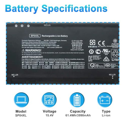 SP04XL L28764-005 Battery for HP Spectre X360 Convertible 13-AP000 | 13T-AP000 13-AP0053DX 13-AP0XXX 13-AP0013DX 13-AP0045NR 13-ap0030tu Series HSTNN-IB8R L28538-AC1 61.4Wh - size: SP04XL L28764-005