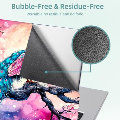 Universal Laptop Skin Decal, 3-Piece Vinyl Protector for 12 13 14 15.6" Notebook, Waterproof Anti-Scratch, Easy Trim & Bubble-Free Finish, Peacock Perched on Tree - color: Peacock Perched on Tree