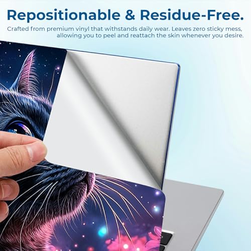 Reusable Universal Laptop Skin Sticker, Cut to Fit for 11.6–15.6 Inch Laptops, Waterproof Protective Film, No-Residue - Dreamy Cat - color: Dreamy Cat