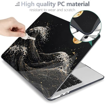 Batianda AstroGrid Case for MacBook Pro 13 inch, Midnight Great Wave | Fits Model A2338 M2 M1 A2251 A2289,1.2mm Slim Lightweight Hard Shell Cover, Scratch Resistant,4-in-1 Accessories Bundle - color: Midnight Great Wave