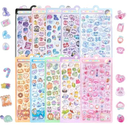3D Puffy Stickers 10 Sheets 500+Kawaii Stickers for Phone Case & Handbooks ﻿ - style: 10PCS Stickers