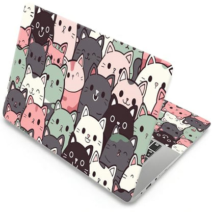 Universal Laptop Skin, DIY Cut-to-Fit Vinyl Cover Compatible with HP, Dell, Lenovo, Mac (13.3" to 15.6"), Anti-Scratch, No Residue & Bubble-Free Protective Decal Sticker, Cute Pastel Cat Pattern - color: Cute Pastel Cat Pattern