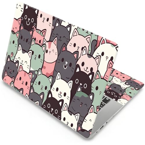 Universal Laptop Skin, DIY Cut-to-Fit Vinyl Cover Compatible with HP, Dell, Lenovo, Mac (13.3" to 15.6"), Anti-Scratch, No Residue & Bubble-Free Protective Decal Sticker, Cute Pastel Cat Pattern - color: Cute Pastel Cat Pattern