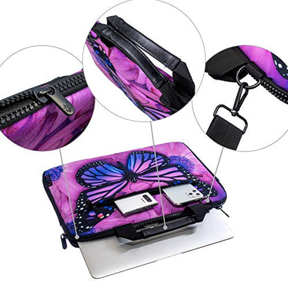 icolor Canvas 13 Inch Laptop Shoulder Case, Messenger Briefcase, Protective Carrying Bag Sleeve Fits 11.6" 12" 12.9" 13.3" Computer/Ultrabook/Notebook (Big Purple Butterfly) - color: Csh-02