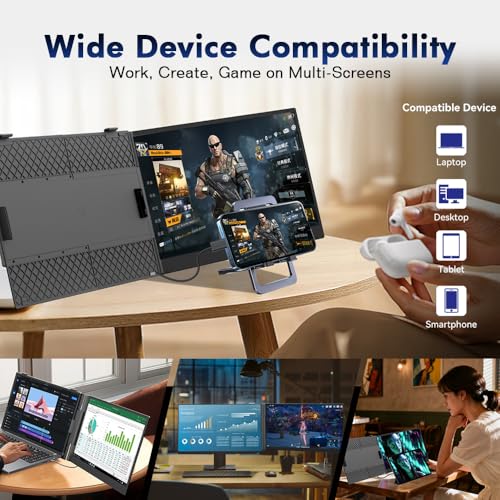Blackview Laptop Screen Extender 14" FHD IPS, 1.3lbs 0.17" Ultra-Slim | 4.5mm ultra-slim, 14" 1080 FHD IPS, 180° rotate, dual-screen, plug & play, USB-C/HDMI, works with Mac/Windows/Android/Switch - color: SCM6