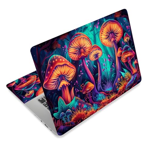 Laptop Skin Sticker Decal for 12 13 13.3 14 15 15.6 in, Universal Vinyl Waterresistant Protector Cover for Notebook PC Netbook, Computer Decor for Women Girls Mushroom Forest - color: Mushroom Forest