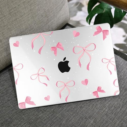MEEgoodo Case for M5/M4/M3/M2 MacBook Air 13 inch Case 2026 2025 2024 2022, Fit Model A3449/A3240/A3113/A2681, Laptop Hard Shell Compatible with MacBook Air 13.6-inch, Pink Ribbons Bows - color: Pink Ribbons Bows