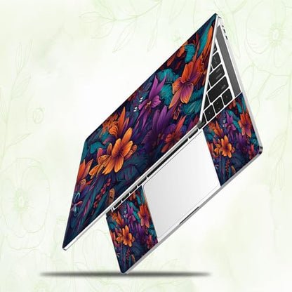 Laptop Skin Sticker Decal, Universal Reusable Vinyl Laptop Cover for 12" 13" 13.3" 14" 15" 15.4" 15.6" Notebook PC, Waterproof Scratch-Resistant with 2 Wrist Pads, Easy to Apply & Remove,Flowers Art - color: Flowers Art